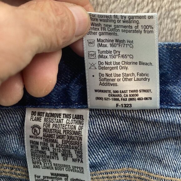 Dickies Men's Work Jeans 35x28 Hemmed Straight Flame-Resistant FR Blue Denim Wor - Picture 11 of 16